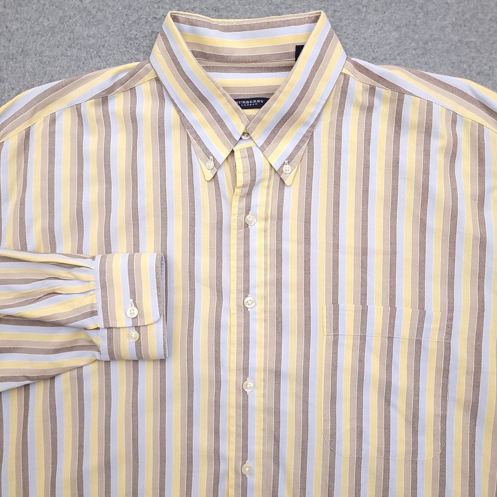 Burberry London Oxford Button Down Shirt Mens XL Stripe OCBD Long Sleeve